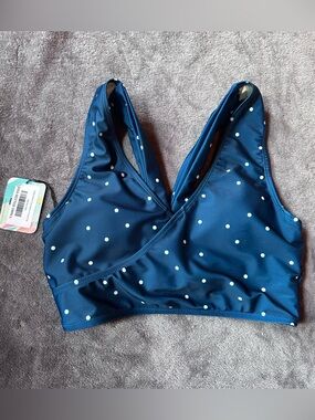 NWT Nani Swimwear Dotted Crop Bikini Top Women’s Small Navy Polka Dot Padded